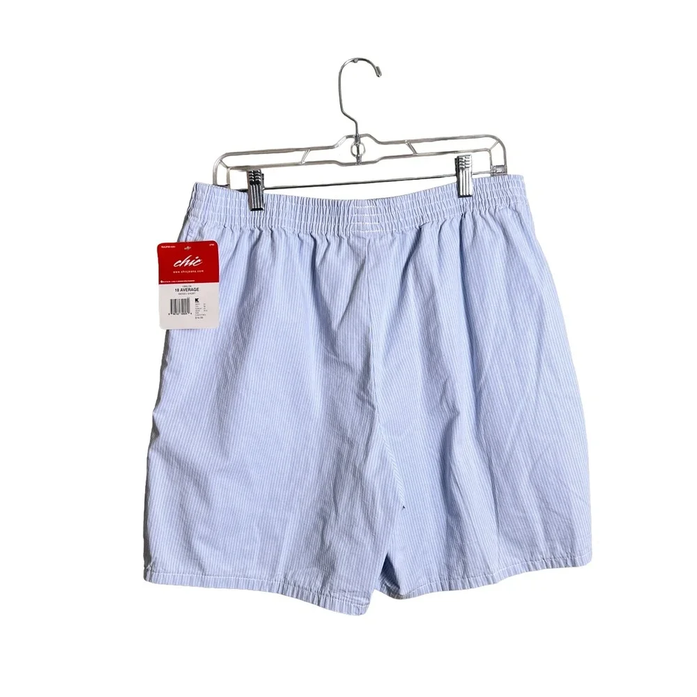 NWT Chic Comfort Collection Seersucker Shorts Striped Blue 18